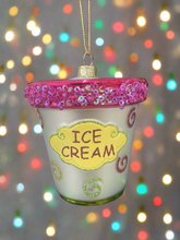 Load image into Gallery viewer, Christmas glass ice cream tub /christmas/seasonal/ glass hanging item - Marissa's Garden & Gift
