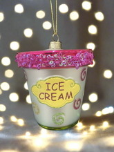 Load image into Gallery viewer, Christmas glass ice cream tub /christmas/seasonal/ glass hanging item - Marissa's Garden & Gift