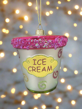 Load image into Gallery viewer, Christmas glass ice cream tub /christmas/seasonal/ glass hanging item - Marissa's Garden & Gift