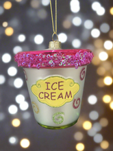 Load image into Gallery viewer, Christmas glass ice cream tub /christmas/seasonal/ glass hanging item - Marissa's Garden & Gift