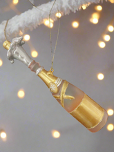 Indlæs billede til gallerivisning Glass champagne bottle bauble tree hanging decoration/christmas/seasonal/ glass hanging item - Marissa's Garden & Gift