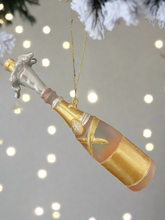 Indlæs billede til gallerivisning Glass champagne bottle bauble tree hanging decoration/christmas/seasonal/ glass hanging item - Marissa's Garden & Gift