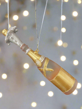 Indlæs billede til gallerivisning Glass champagne bottle bauble tree hanging decoration/christmas/seasonal/ glass hanging item - Marissa's Garden & Gift