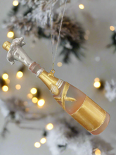 Indlæs billede til gallerivisning Glass champagne bottle bauble tree hanging decoration/christmas/seasonal/ glass hanging item - Marissa's Garden & Gift