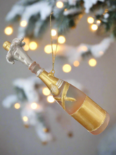 Indlæs billede til gallerivisning Glass champagne bottle bauble tree hanging decoration/christmas/seasonal/ glass hanging item - Marissa's Garden & Gift