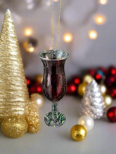 Load image into Gallery viewer, Glass red wine glass bauble tree hanging decoration/Christmas/seasonal/ glass hanging item - Marissa's Garden & Gift