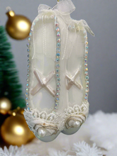 Afbeelding in Gallery-weergave laden, Glass Christmas white ballerina shoes Christmas bauble tree hanging decoration/christmas/seasonal/ glass hanging item - Marissa's Garden & Gift