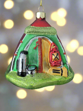 Load image into Gallery viewer, Glass Christmas camping tent/campers tent Christmas bauble tree hanging decoration/christmas/seasonal/ glass hanging item - Marissa's Garden & Gift