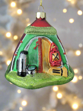 Load image into Gallery viewer, Glass Christmas camping tent/campers tent Christmas bauble tree hanging decoration/christmas/seasonal/ glass hanging item - Marissa's Garden & Gift