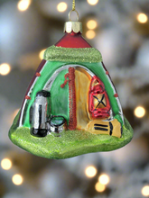 Load image into Gallery viewer, Glass Christmas camping tent/campers tent Christmas bauble tree hanging decoration/christmas/seasonal/ glass hanging item - Marissa's Garden & Gift