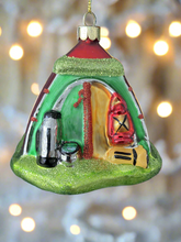 Load image into Gallery viewer, Glass Christmas camping tent/campers tent Christmas bauble tree hanging decoration/christmas/seasonal/ glass hanging item - Marissa's Garden & Gift