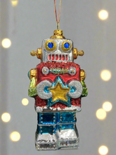 Indlæs billede til gallerivisning Glass Christmas robot Christmas bauble tree hanging decoration/christmas/seasonal/ glass hanging item - Marissa's Garden & Gift