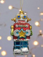 Indlæs billede til gallerivisning Glass Christmas robot Christmas bauble tree hanging decoration/christmas/seasonal/ glass hanging item - Marissa's Garden & Gift