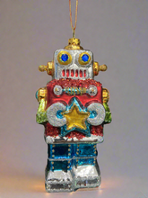 Indlæs billede til gallerivisning Glass Christmas robot Christmas bauble tree hanging decoration/christmas/seasonal/ glass hanging item - Marissa's Garden & Gift