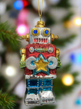 Indlæs billede til gallerivisning Glass Christmas robot Christmas bauble tree hanging decoration/christmas/seasonal/ glass hanging item - Marissa's Garden & Gift