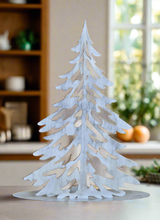 Load image into Gallery viewer, Handmade Christmas metal tree table decoration silver with brushed effect 32 x 8 x 40cm - Marissa's Garden & Gift