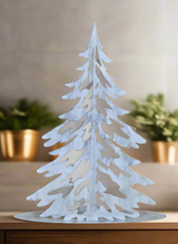 Load image into Gallery viewer, Handmade Christmas metal tree table decoration silver with brushed effect 32 x 8 x 40cm - Marissa's Garden & Gift