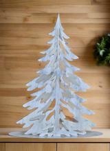 Load image into Gallery viewer, Handmade Christmas metal tree table decoration silver with brushed effect 32 x 8 x 40cm - Marissa's Garden & Gift