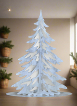 Load image into Gallery viewer, Handmade Christmas metal tree table decoration silver with brushed effect 32 x 8 x 40cm - Marissa's Garden & Gift