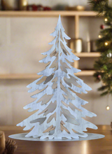 Load image into Gallery viewer, Handmade Christmas metal tree table decoration silver with brushed effect 32 x 8 x 40cm - Marissa's Garden & Gift