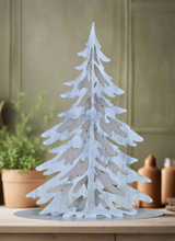 Load image into Gallery viewer, Handmade Christmas metal tree table decoration silver with brushed effect 32 x 8 x 40cm - Marissa's Garden & Gift
