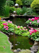 Load image into Gallery viewer, Handmade stainless steel balls rusty poles garden decor,Metal garden decor, metal yard art, outdoor metal decor,metal garden sculpture 138cm - Marissa's Garden & Gift