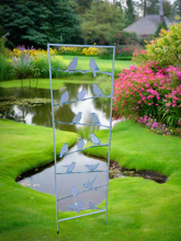 Load image into Gallery viewer, Silver grey garden/outdoor bird trellis plant support measuring 139cm high - Marissa's Garden & Gift