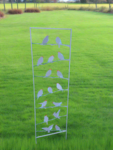 Load image into Gallery viewer, Silver grey garden/outdoor bird trellis plant support measuring 139cm high - Marissa's Garden & Gift