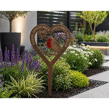 Laden Sie das Bild in den Galerie-Viewer, Handmade bronze Robin stake memorial robins appear when loved ones are near. - Marissa's Garden & Gift
