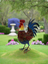 Afbeelding in Gallery-weergave laden, Garden metal cockerel/ hen red and blue named Isaac measuring 16 x32 x 45cm - Marissa's Garden & Gift