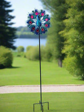 Indlæs billede til gallerivisning Handmade Aurora peacock powder coated garden wind sculpture spinner measuring 150cm - Marissa's Garden & Gift