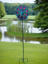 Indlæs billede til gallerivisning Handmade Aurora peacock powder coated garden wind sculpture spinner measuring 150cm - Marissa's Garden & Gift
