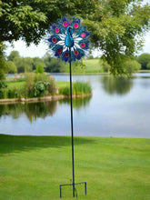 Indlæs billede til gallerivisning Handmade Aurora peacock powder coated garden wind sculpture spinner measuring 150cm - Marissa's Garden & Gift