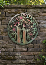 Indlæs billede til gallerivisning Handmade rusty 60cm wall plaque of robin birds Tree Wall Plaque, Rusted coloured Metal, Garden/indoor Wall Art with peeling effect