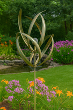 Indlæs billede til gallerivisning knightsbridge Verdigris windsculpture windspinner with solar bulb measuring 61 x 61 x 208cm - Marissa's Garden & Gift