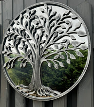 Laden Sie das Bild in den Galerie-Viewer, Tree of life silver resin touch Outdoor/Indoor mirror/ mirrored wall art - Marissa's Garden & Gift