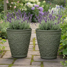 Load image into Gallery viewer, 29cm Blenheim green flower pot x 2 pots recycled plastic - Marissa's Garden & Gift