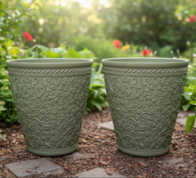 Load image into Gallery viewer, 29cm Blenheim green flower pot x 2 pots recycled plastic - Marissa's Garden & Gift