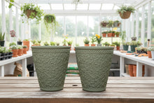Load image into Gallery viewer, 29cm Blenheim green flower pot x 2 pots recycled plastic - Marissa's Garden & Gift