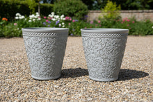 Load image into Gallery viewer, 29cm 2 x Blenheim polyresin off white recycled flower pots - Marissa's Garden & Gift