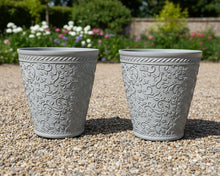 Load image into Gallery viewer, 29cm 2 x Blenheim polyresin off white recycled flower pots - Marissa's Garden & Gift
