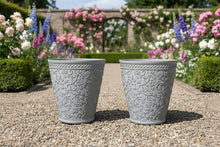 Load image into Gallery viewer, 29cm 2 x Blenheim polyresin aged white recycled flower pots - Marissa's Garden & Gift