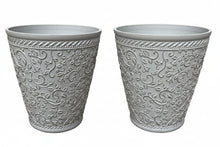 Load image into Gallery viewer, 29cm 2 x Blenheim polyresin off white recycled flower pots - Marissa's Garden & Gift