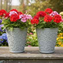 Load image into Gallery viewer, 29cm 2 x Blenheim polyresin off white recycled flower pots - Marissa's Garden & Gift