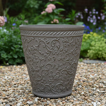 Load image into Gallery viewer, 29cm Blenheim antique taupe coloured flower pots x 2 recycled plastic - Marissa's Garden & Gift