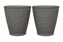 Load image into Gallery viewer, 29cm Blenheim antique taupe coloured flower pots x 2 recycled plastic - Marissa's Garden & Gift