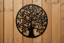Laden Sie das Bild in den Galerie-Viewer, Handmade Black tree of life wall art 60cm wall art with birds made from powder coated steel suitable for indoors/outdoors - Marissa's Garden & Gift