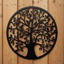 Laden Sie das Bild in den Galerie-Viewer, Handmade Black tree of life wall art 60cm wall art with birds made from powder coated steel suitable for indoors/outdoors - Marissa's Garden & Gift
