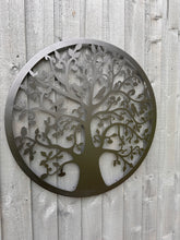 Laden Sie das Bild in den Galerie-Viewer, Handmade Black tree of life wall art 60cm wall art with birds made from powder coated steel suitable for indoors/outdoors - Marissa's Garden & Gift