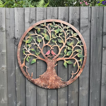 Afbeelding in Gallery-weergave laden, Rusty tree of life with heart and lovebirds wall art peeling effect 60cm wall art suitable for indoors/outdoors anniversary/birthday gift - Marissa's Garden & Gift